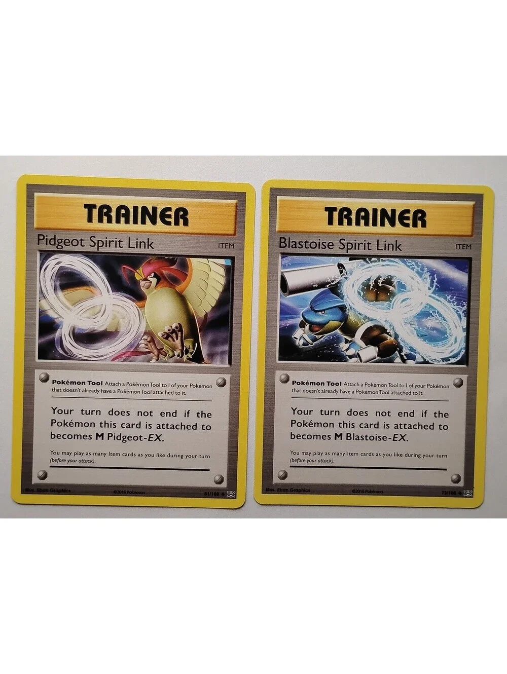 Pokemon TCG Pidgeot Spirit Link trainer 81/108 2016 evolutions! & Blastoise (2)
